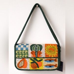 Tropical Fruit & Fish Beaded Shoulder Bag